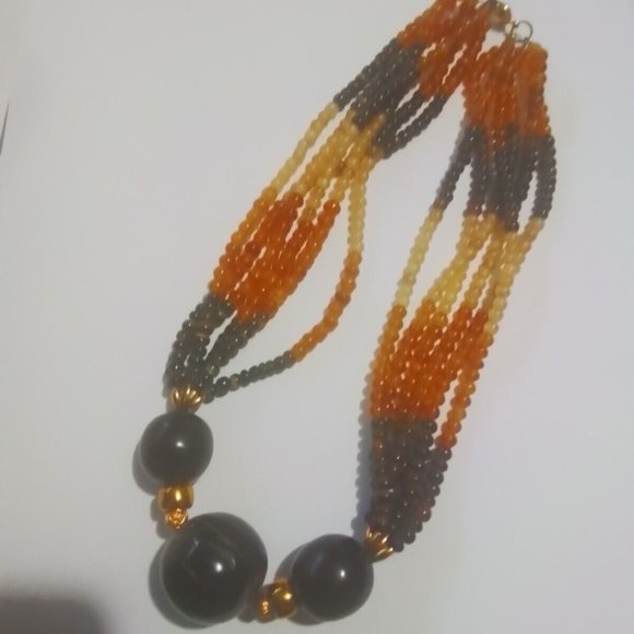 Apple Juce Prystal Bakelite 1940 Rootbeer And Honey Necklace Bn17 - Picture 4 of 11